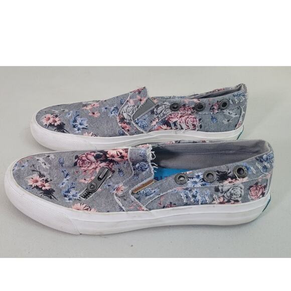 Blowfish Malibu Slip On Tennis Shoes Womens 7.5 Floral Zipper Accents Fun Shoes - Picture 2 of 9